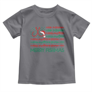 Christmas Fishing Baby Shirt Merry Fishmas Fisherman American Flag TS09 Charcoal Print Your Wear