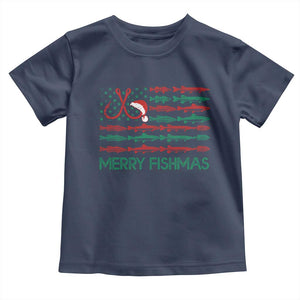 Christmas Fishing Baby Shirt Merry Fishmas Fisherman American Flag TS09 Navy Print Your Wear