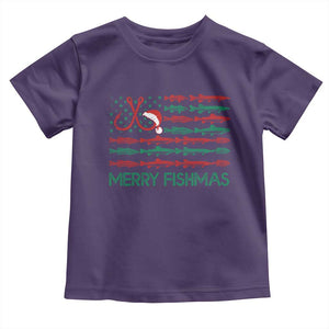 Christmas Fishing Baby Shirt Merry Fishmas Fisherman American Flag TS09 Purple Print Your Wear