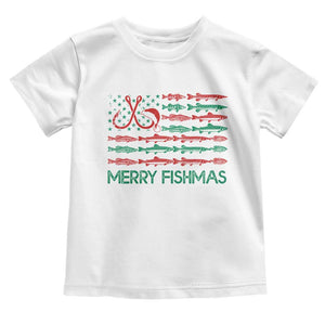 Christmas Fishing Baby Shirt Merry Fishmas Fisherman American Flag TS09 White Print Your Wear