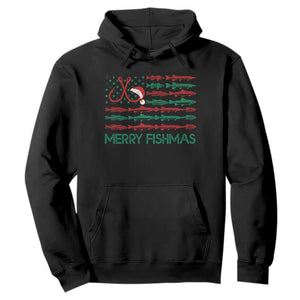 Christmas Fishing Hoodie Merry Fishmas Fisherman American Flag TS09 Black Print Your Wear