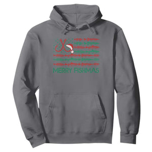 Christmas Fishing Hoodie Merry Fishmas Fisherman American Flag TS09 Charcoal Print Your Wear