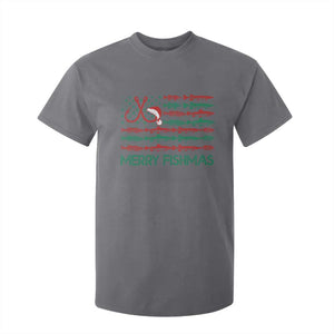 Christmas Fishing T Shirt For Kid Merry Fishmas Fisherman American Flag TS09 Charcoal Print Your Wear