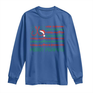 Christmas Fishing Long Sleeve Shirt Merry Fishmas Fisherman American Flag TS09 Royal Blue Print Your Wear