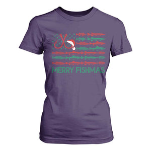 Christmas Fishing T Shirt For Women Merry Fishmas Fisherman American Flag TS09 Purple Print Your Wear