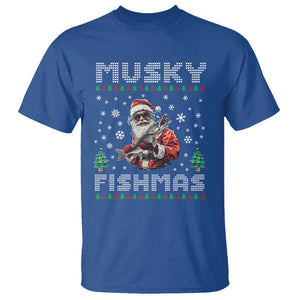 Christmas Muskie Fishing T Shirt Musky Fishmas Fisherman TS09 Royal Blue Print Your Wear