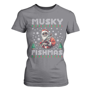 Christmas Muskie Fishing T Shirt For Women Musky Fishmas Fisherman TS09 Charcoal Print Your Wear