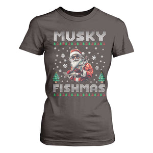 Christmas Muskie Fishing T Shirt For Women Musky Fishmas Fisherman TS09 Dark Chocolate Print Your Wear