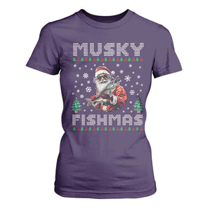 Christmas Muskie Fishing T Shirt For Women Musky Fishmas Fisherman TS09 Purple Print Your Wear