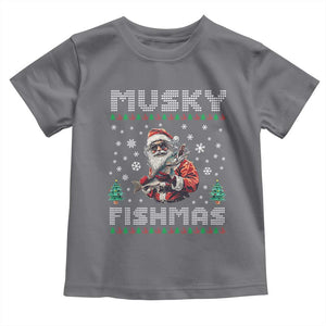Christmas Muskie Fishing Toddler T Shirt Musky Fishmas Fisherman TS09 Charcoal Print Your Wear