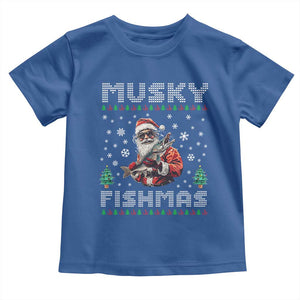 Christmas Muskie Fishing Toddler T Shirt Musky Fishmas Fisherman TS09 Royal Blue Print Your Wear