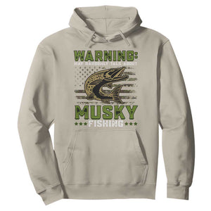Warning May Randomly Talk About Musky Fishing Hoodie TS09 Sand Print Your Wear