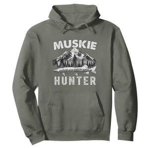 Musky Hunter Fishing Fisherman Hoodie TS09 Military Green Print Your Wear