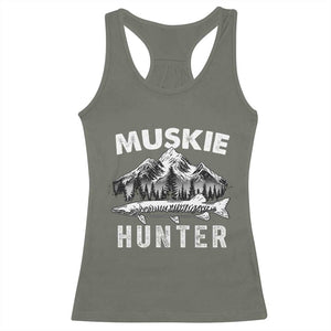 Musky Hunter Fishing Fisherman Racerback Tank Top TS09 Military Green Print Your Wear