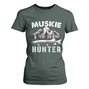 Musky Hunter Fishing Fisherman T Shirt For Women TS09 Dark Forest Green Print Your Wear