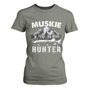 Musky Hunter Fishing Fisherman T Shirt For Women TS09 Military Green Print Your Wear