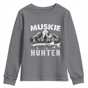 Musky Hunter Fishing Fisherman Youth Sweatshirt TS09 Charcoal Print Your Wear