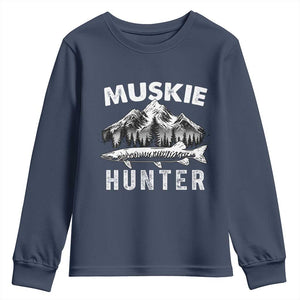 Musky Hunter Fishing Fisherman Youth Sweatshirt TS09 Navy Print Your Wear