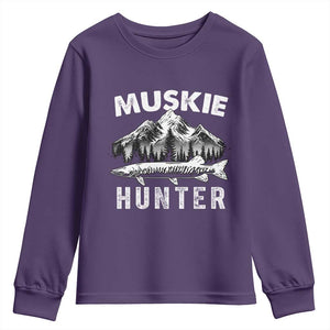 Musky Hunter Fishing Fisherman Youth Sweatshirt TS09 Purple Print Your Wear