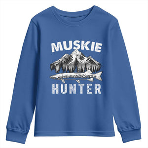 Musky Hunter Fishing Fisherman Youth Sweatshirt TS09 Royal Blue Print Your Wear