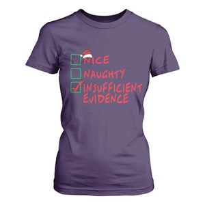 Funny Christmas T Shirt For Women Nice Naughty Insufficient Evidence TS09 Purple Print Your Wear