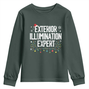 Funny Christmas Youth Sweatshirt Exterior Illumination Expert Christmas Lights TS09 Dark Forest Green Print Your Wear