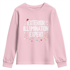 Funny Christmas Youth Sweatshirt Exterior Illumination Expert Christmas Lights TS09 Light Pink Print Your Wear