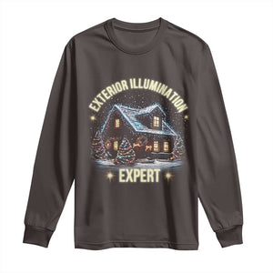 Funny Christmas Long Sleeve Shirt Exterior Illumination Expert Christmas Lights Home TS09 Dark Chocolate Print Your Wear