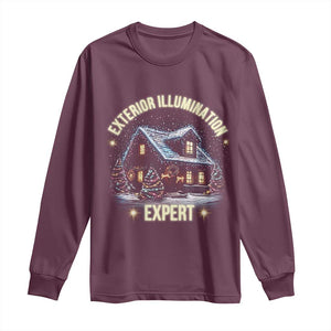 Funny Christmas Long Sleeve Shirt Exterior Illumination Expert Christmas Lights Home TS09 Maroon Print Your Wear