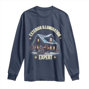 Funny Christmas Long Sleeve Shirt Exterior Illumination Expert Christmas Lights Home TS09 Navy Print Your Wear