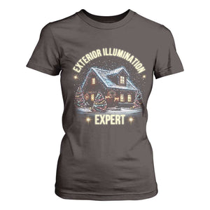 Funny Christmas T Shirt For Women Exterior Illumination Expert Christmas Lights Home TS09 Dark Chocolate Print Your Wear