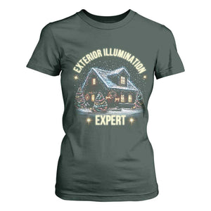 Funny Christmas T Shirt For Women Exterior Illumination Expert Christmas Lights Home TS09 Dark Forest Green Print Your Wear