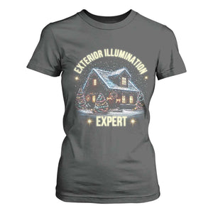 Funny Christmas T Shirt For Women Exterior Illumination Expert Christmas Lights Home TS09 Dark Heather Print Your Wear