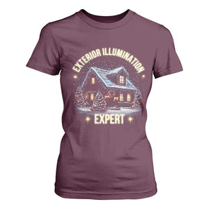 Funny Christmas T Shirt For Women Exterior Illumination Expert Christmas Lights Home TS09 Maroon Print Your Wear