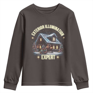 Funny Christmas Youth Sweatshirt Exterior Illumination Expert Christmas Lights Home TS09 Dark Chocolate Print Your Wear