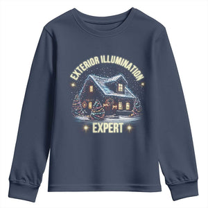 Funny Christmas Youth Sweatshirt Exterior Illumination Expert Christmas Lights Home TS09 Navy Print Your Wear