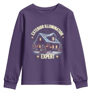 Funny Christmas Youth Sweatshirt Exterior Illumination Expert Christmas Lights Home TS09 Purple Print Your Wear