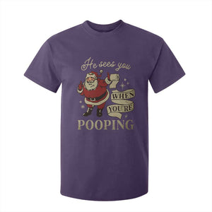 Funny Christmas T Shirt For Kid He Sees You When You Are Pooping TS09 Purple Print Your Wear
