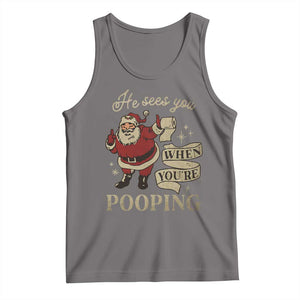 Funny Christmas Tank Top He Sees You When You Are Pooping TS09 Deep Heather Print Your Wear