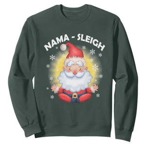 Christmas Yoga Sweatshirt Nama Sleigh Cute Santa TS09 Dark Forest Green Print Your Wear