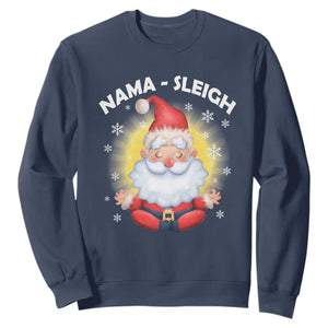 Christmas Yoga Sweatshirt Nama Sleigh Cute Santa TS09 Navy Print Your Wear