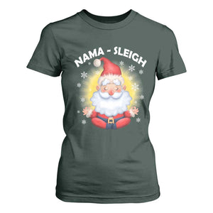 Christmas Yoga T Shirt For Women Nama Sleigh Cute Santa TS09 Dark Forest Green Print Your Wear