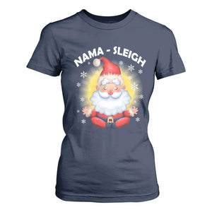 Christmas Yoga T Shirt For Women Nama Sleigh Cute Santa TS09 Navy Print Your Wear