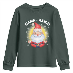 Christmas Yoga Youth Sweatshirt Nama Sleigh Cute Santa TS09 Dark Forest Green Print Your Wear