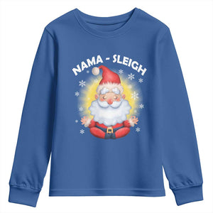 Christmas Yoga Youth Sweatshirt Nama Sleigh Cute Santa TS09 Royal Blue Print Your Wear