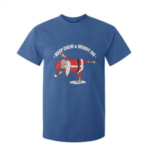 Funny Christmas Yoga T Shirt For Kid Keep Calm And Merry On TS09 Royal Blue Print Your Wear