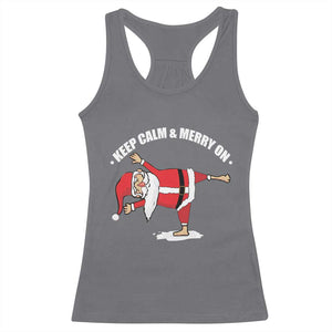 Funny Christmas Yoga Racerback Tank Top Keep Calm And Merry On TS09 Charcoal Print Your Wear
