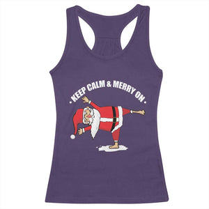 Funny Christmas Yoga Racerback Tank Top Keep Calm And Merry On TS09 Purple Print Your Wear