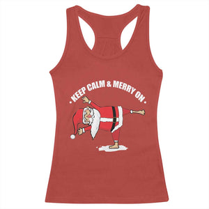 Funny Christmas Yoga Racerback Tank Top Keep Calm And Merry On TS09 Red Print Your Wear
