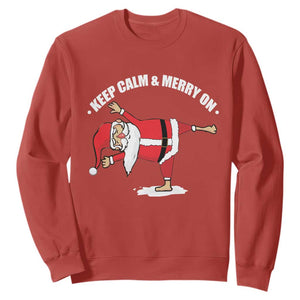 Funny Christmas Yoga Sweatshirt Keep Calm And Merry On TS09 Red Print Your Wear
